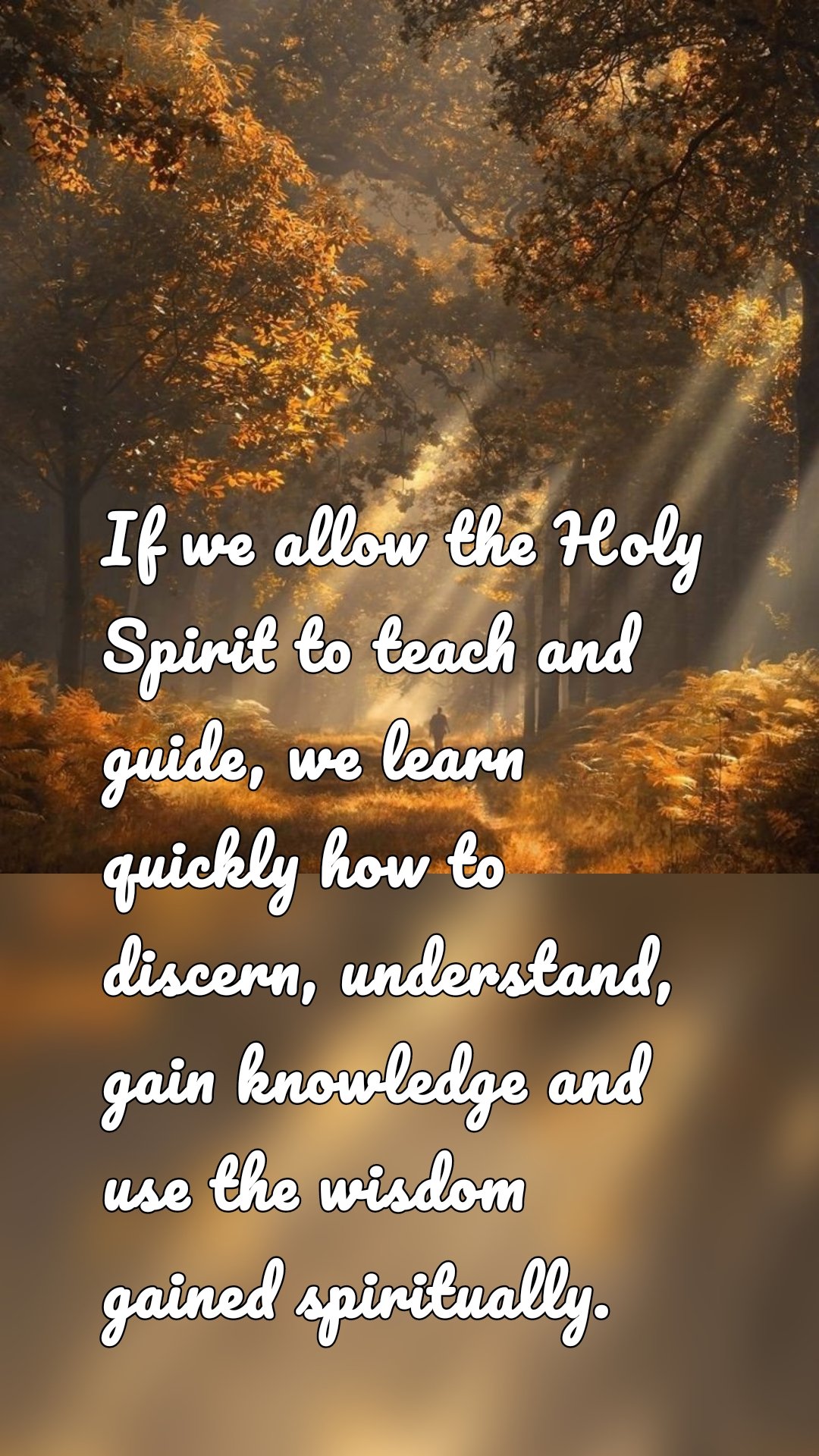 If we allow the Holy Spirit to teach and guide, we learn quickly how to discern, understand, gain knowledge and use the wisdom gained spiritually.