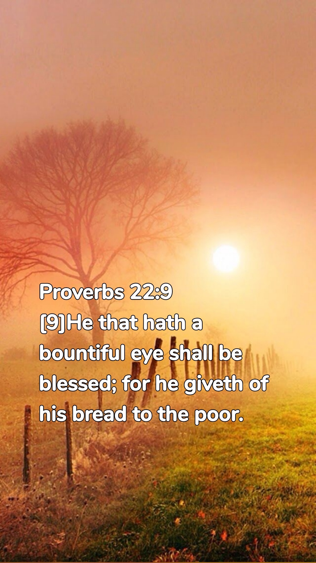 Proverbs 22:9
[9]He that hath a bountiful eye shall be blessed; for he giveth of his bread to the poor.