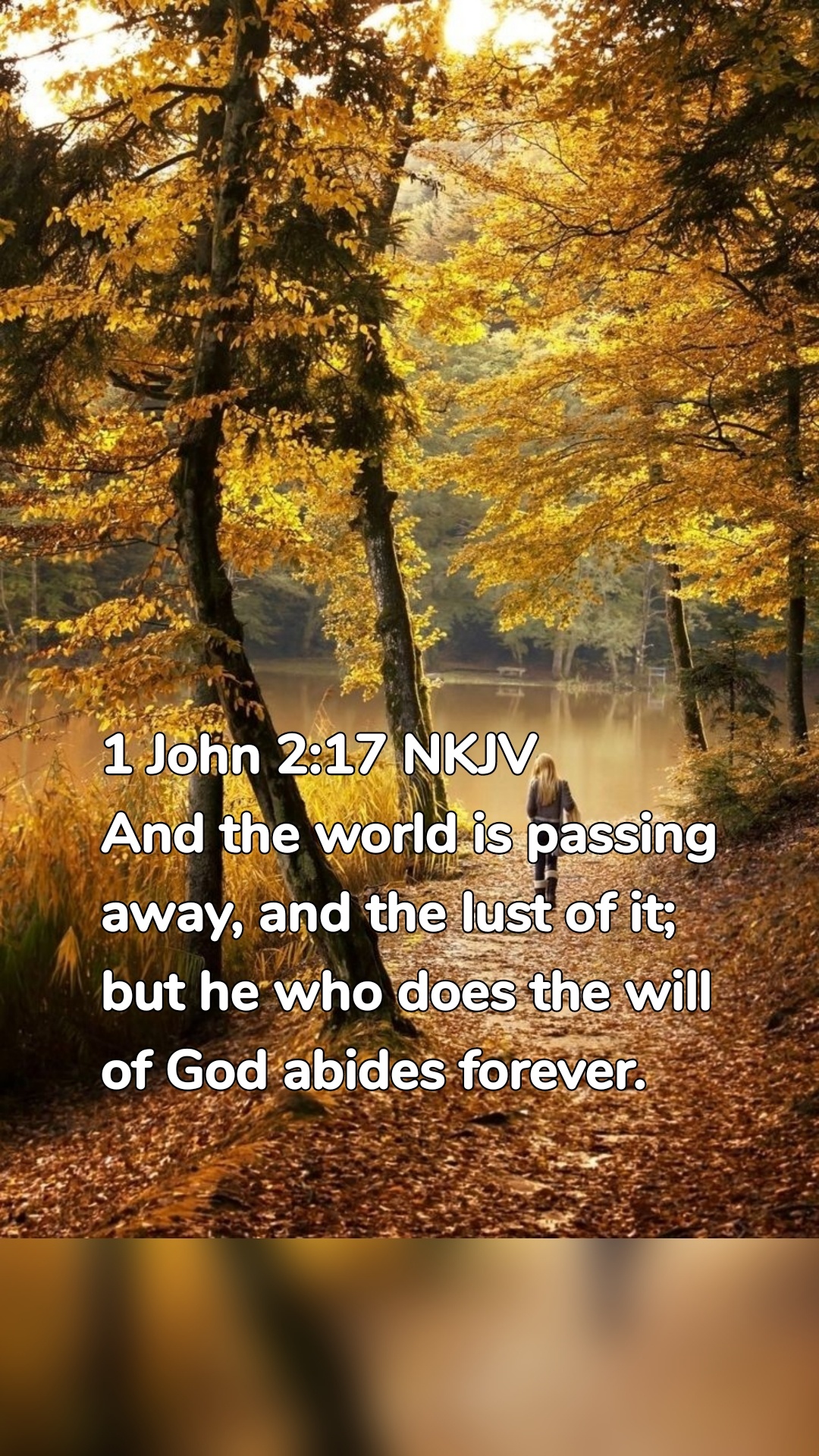 1 John 2:17 NKJV
And the world is passing away, and the lust of it; but he who does the will of God abides forever.