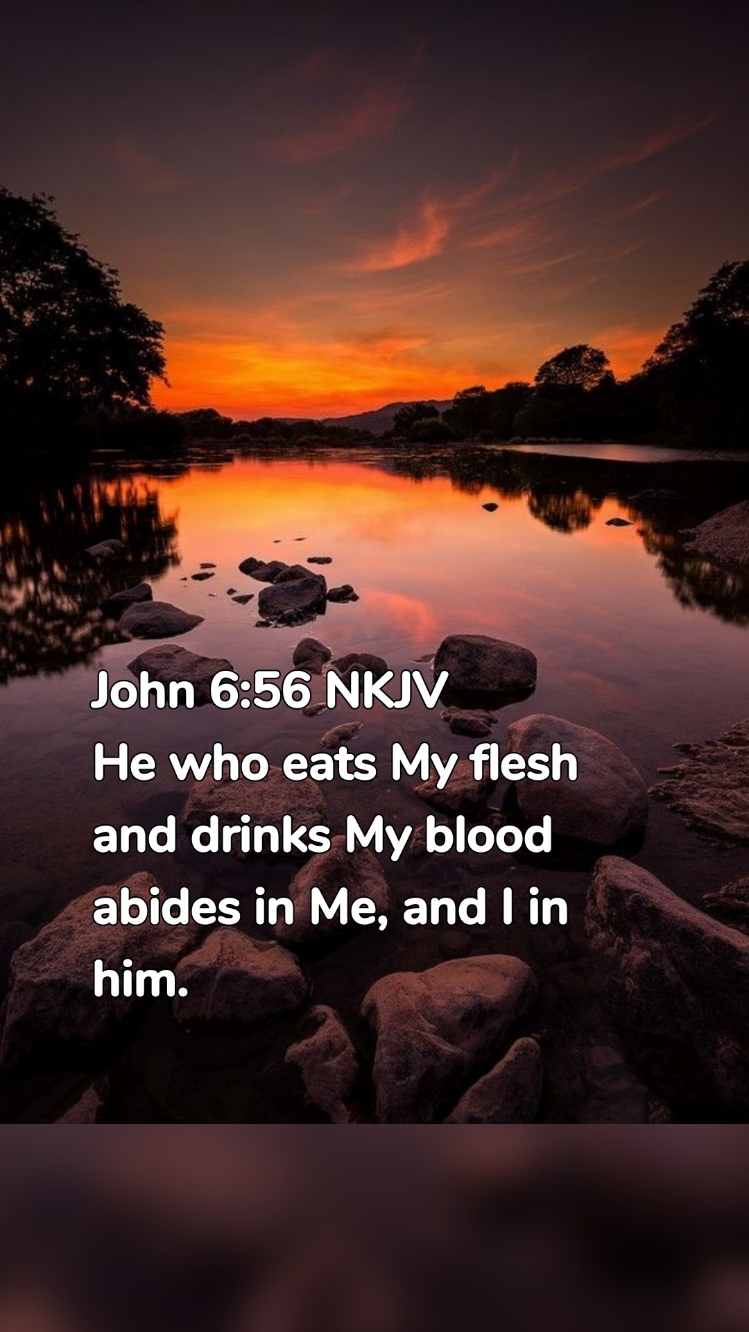 John 6:56 NKJV
He who eats My flesh and drinks My blood abides in Me, and I in him.