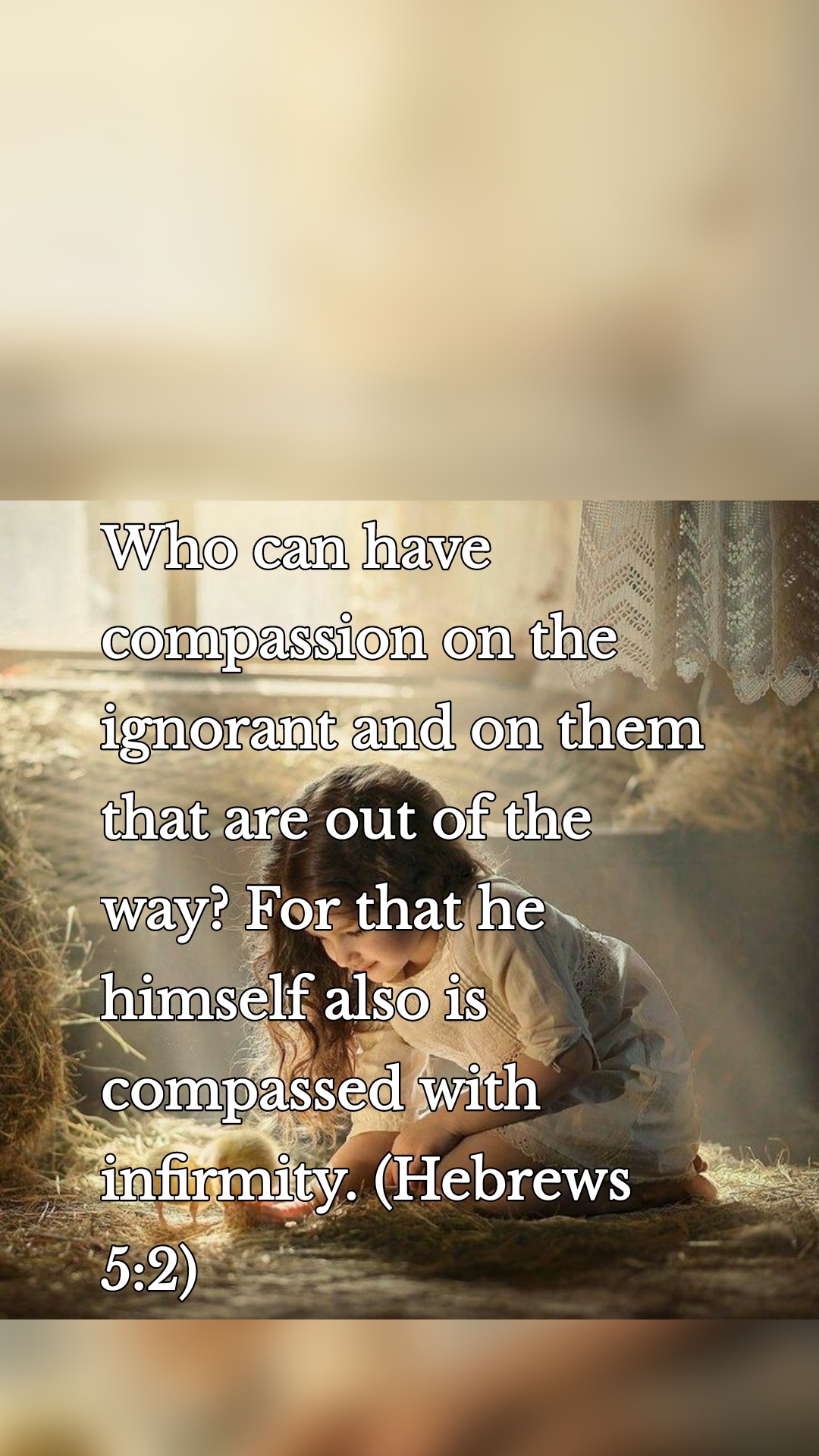 Who can have compassion on the ignorant and on them that are out of the way? For that he himself also is compassed with infirmity. (Hebrews 5:2)